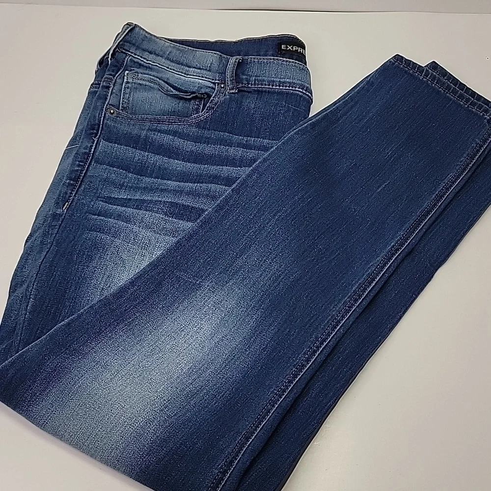 EXPRESS WMNS SZ 14 HIGH RISE LEGGINGS STRETCHY JEANS - Picture 11 of 12